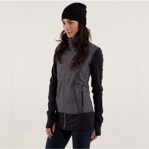 LULULEMON Asana Herringbone Full Zip Jacket Black & Gray Size 4